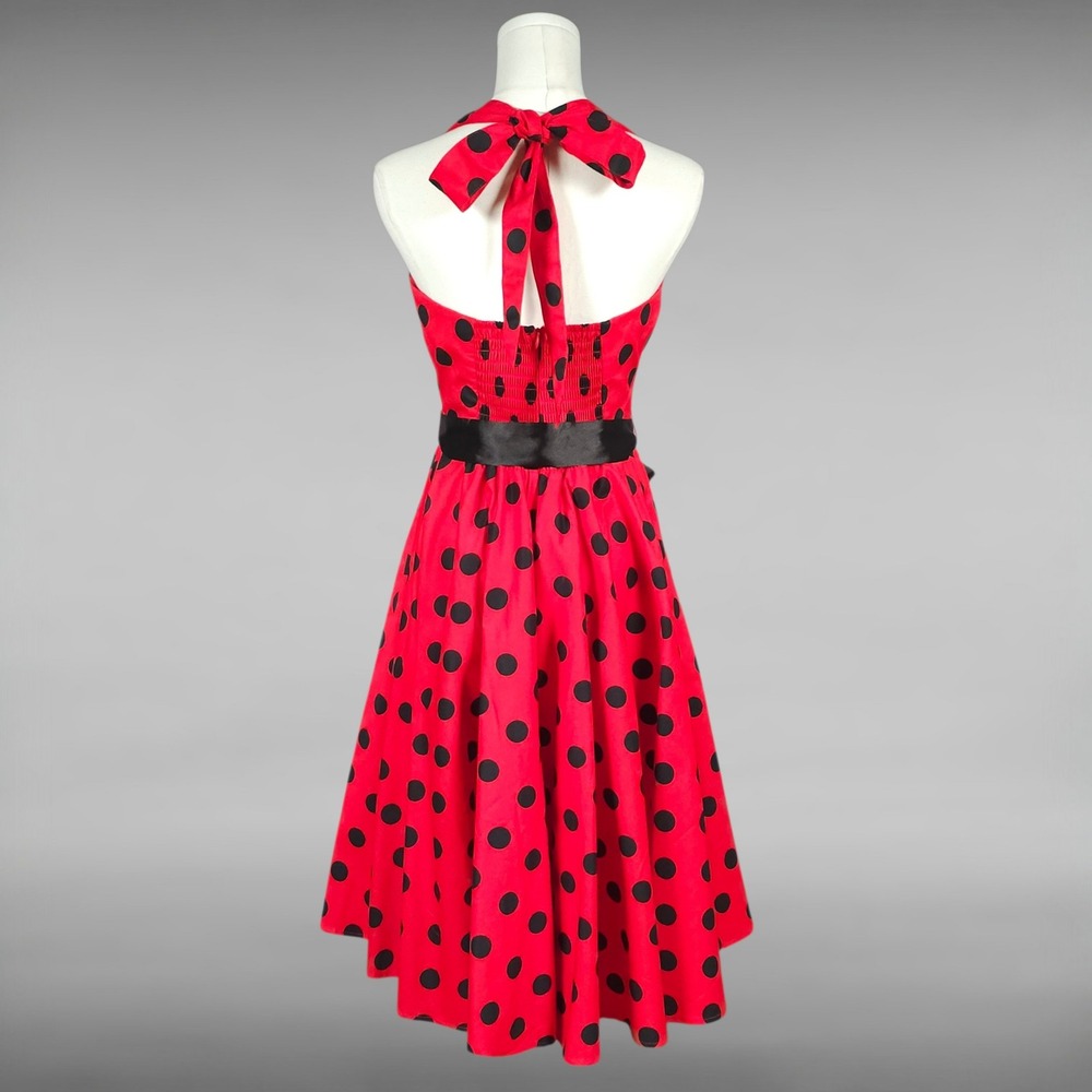 New Grace Karin Retro Rockabilly Polka Dot Halter A Line Swing Dress Womens M - Picture 4 of 10